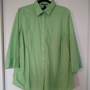 20W Land's End Wrinkle-Free Broadcloth Emerald Green Shirt